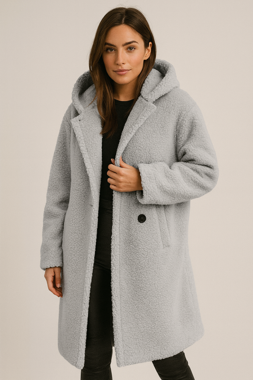 ZAAN Original | Elegante Lange Teddy Damesjas met Capuchon