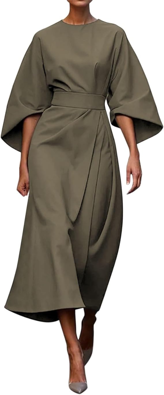 Claudine Elegant | Luxe Midi-Jurk met Ceintuur