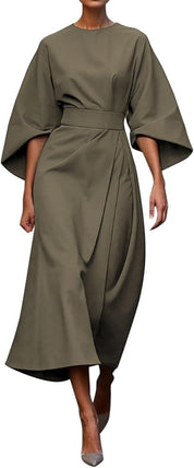 Claudine Elegant | Luxe Midi-Jurk met Ceintuur