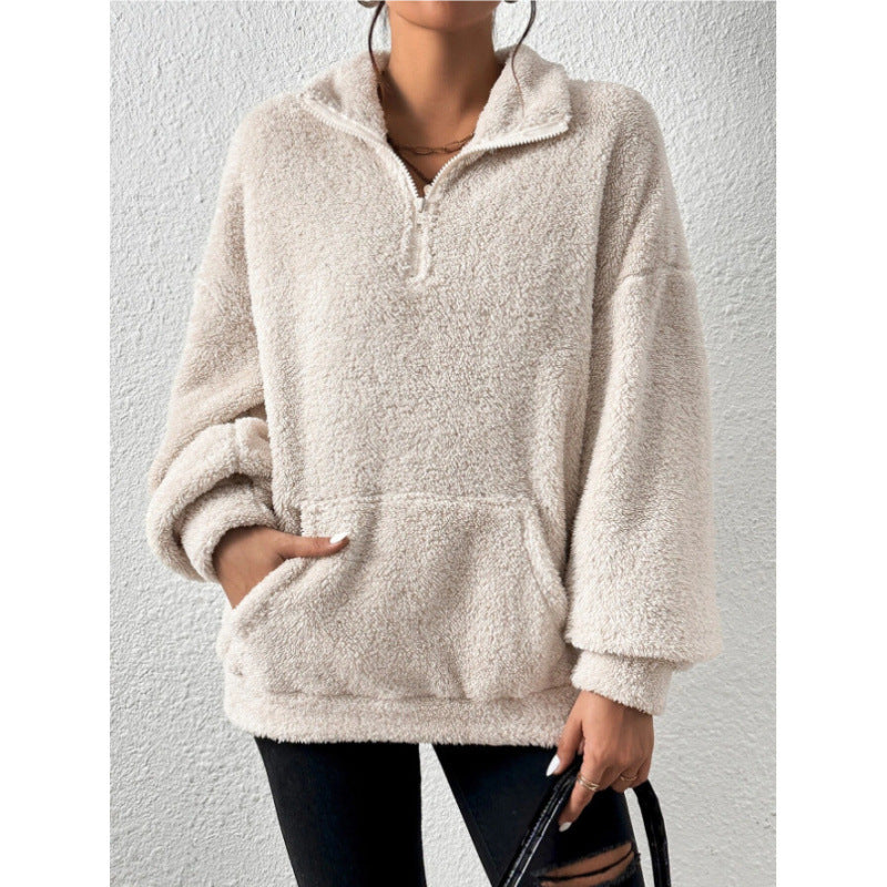 5_Lucia_Hernandez_Dames_fleece_pullover_met_hoge_kraag_Beige_1.jpg
