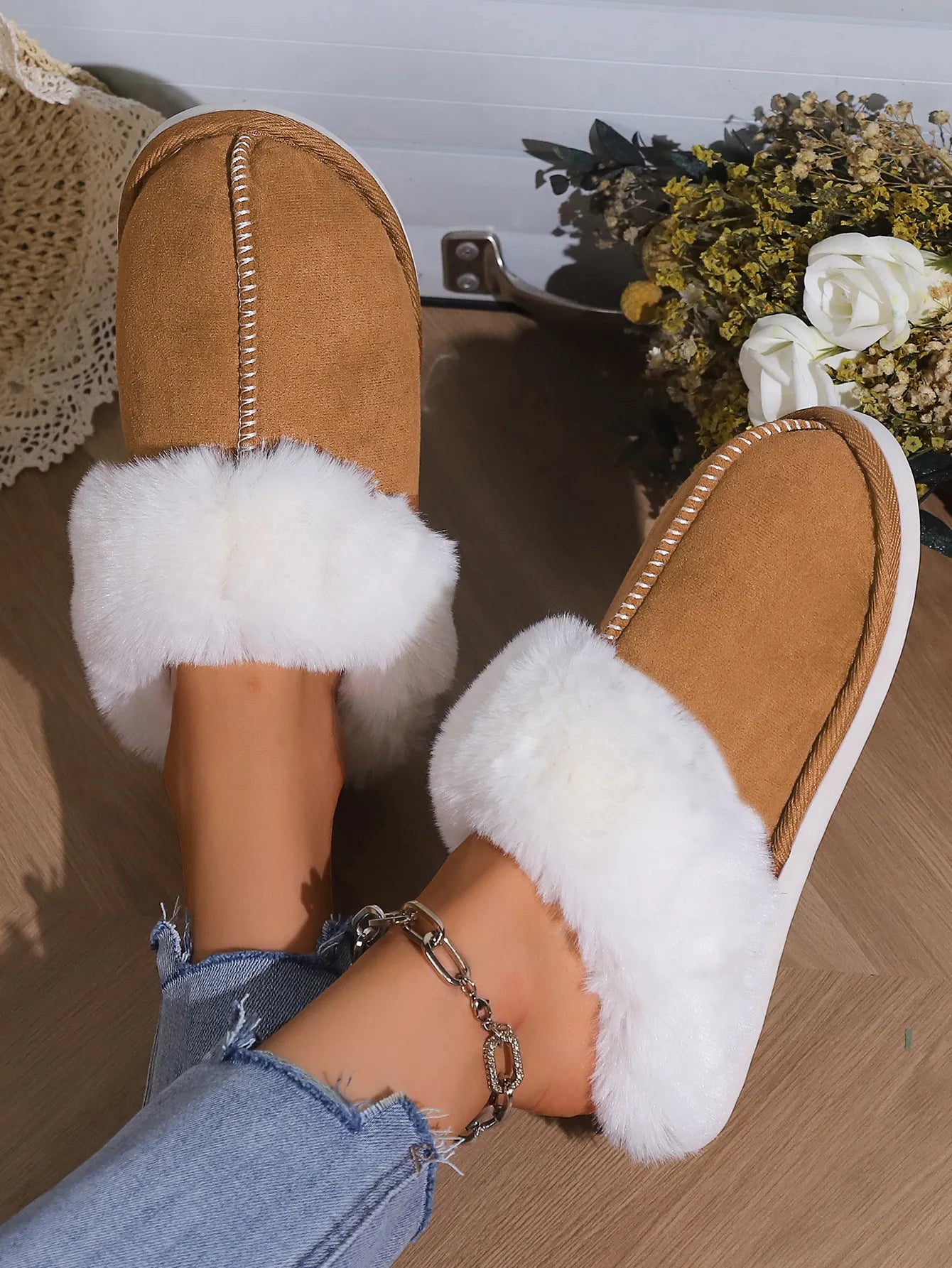 Warm Winter | Luxe Warme Unisex Pantoffels met Bontvoering