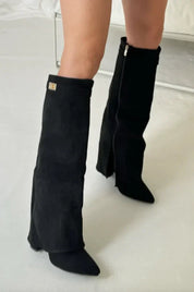 Alessia Conti | Suède Hoge Laarzen met Goudkleurige Gesp