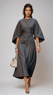 Amélie Vercourt | Elegante Damesjurk met Lantaarnmouwen en Ceintuur