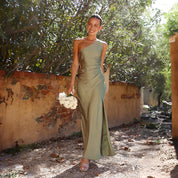 Amara Elegance | Luxe Satijnen One-Shoulder Avondjurk met Split