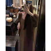 Ayla Nawaga | Effen Gebreide Cardigan – Champagne, Koffie & Grijs