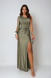 Celina Moretti | Luxe Satijnen One-Shoulder Jurk met Elegante Split