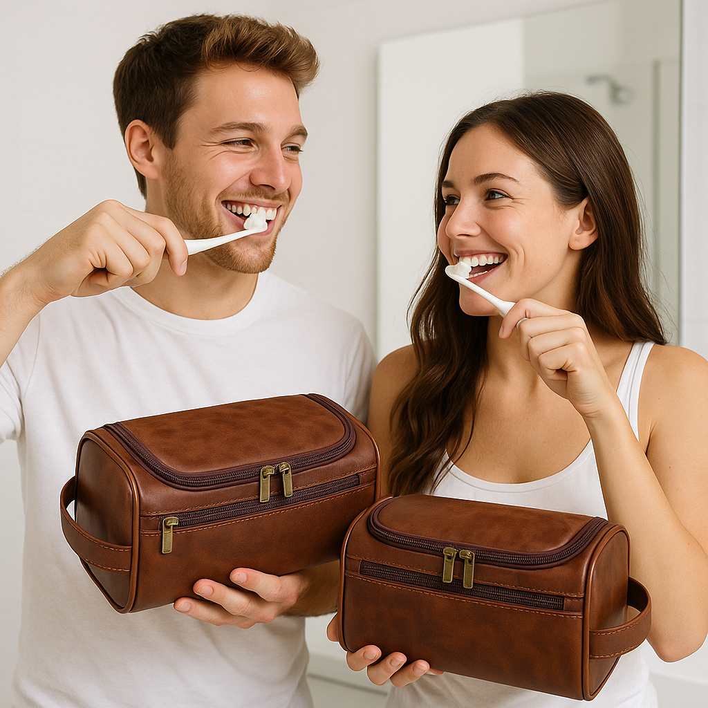 Luxe Leren Toilettas (Reizen, Unisex)