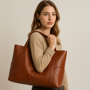 Elora | Luxe Bruine Leren Dames Tas