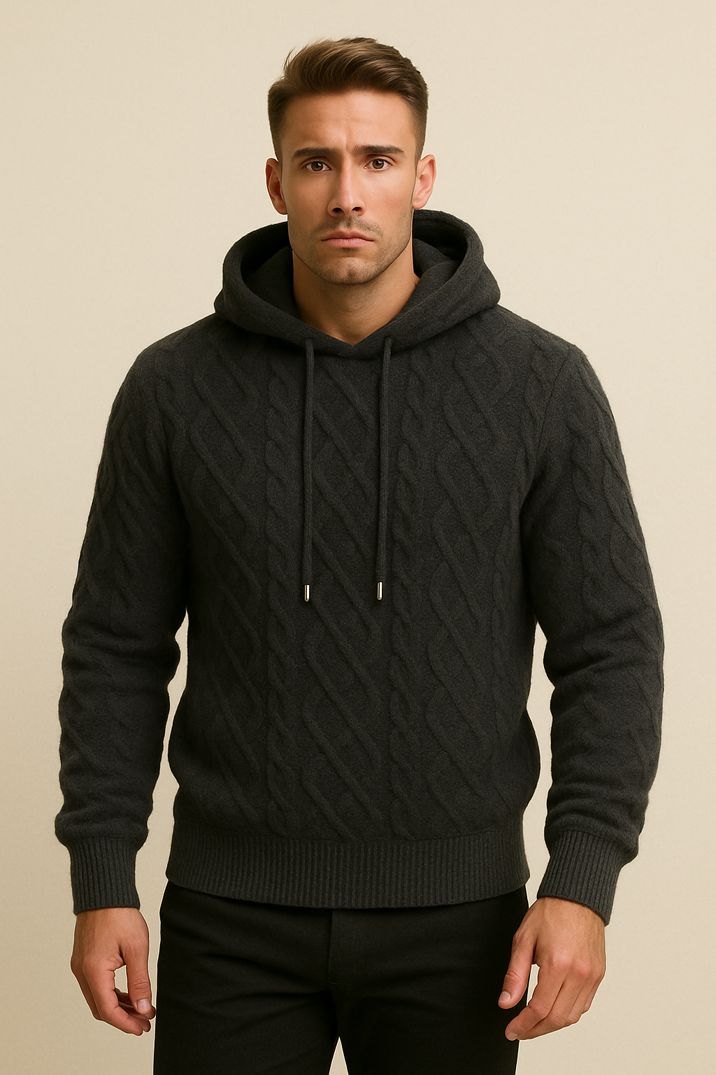 Mike de Jager | Fleece Pullover Sweater – Zwart, Lichtgrijs, Lichtblauw, Abrikoos & Bruin