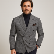 Adrien Delacroix | Exclusieve Herenblazer met Ruitstructuur en Dubbele Knoopsluiting