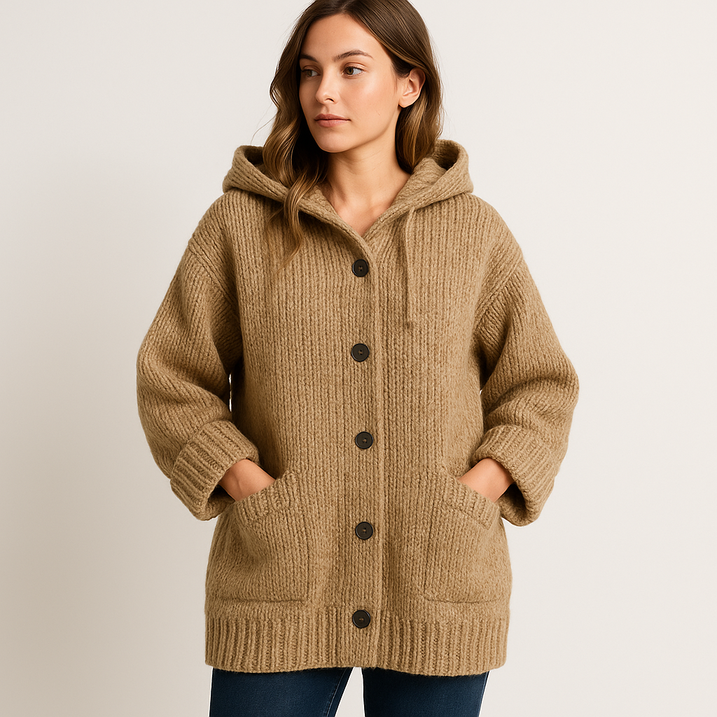 Camille Laurent | Gebreide Hoodie-Cardigan met Knopen