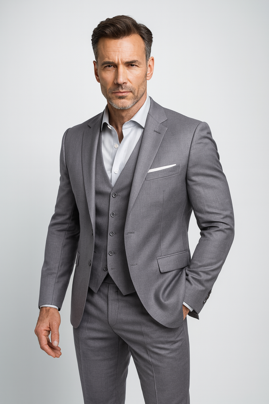 Giovanni Rossi | Driedelig Herenpak met Gilet in Premium Wolmix