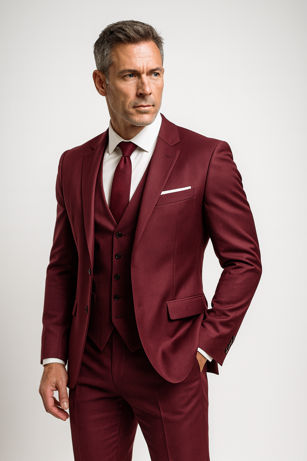 Giovanni Rossi | Driedelig Herenpak met Gilet in Premium Wolmix