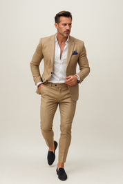 Matteo Firenze | Tweedelig Slim Fit Linnen Pak voor Heren