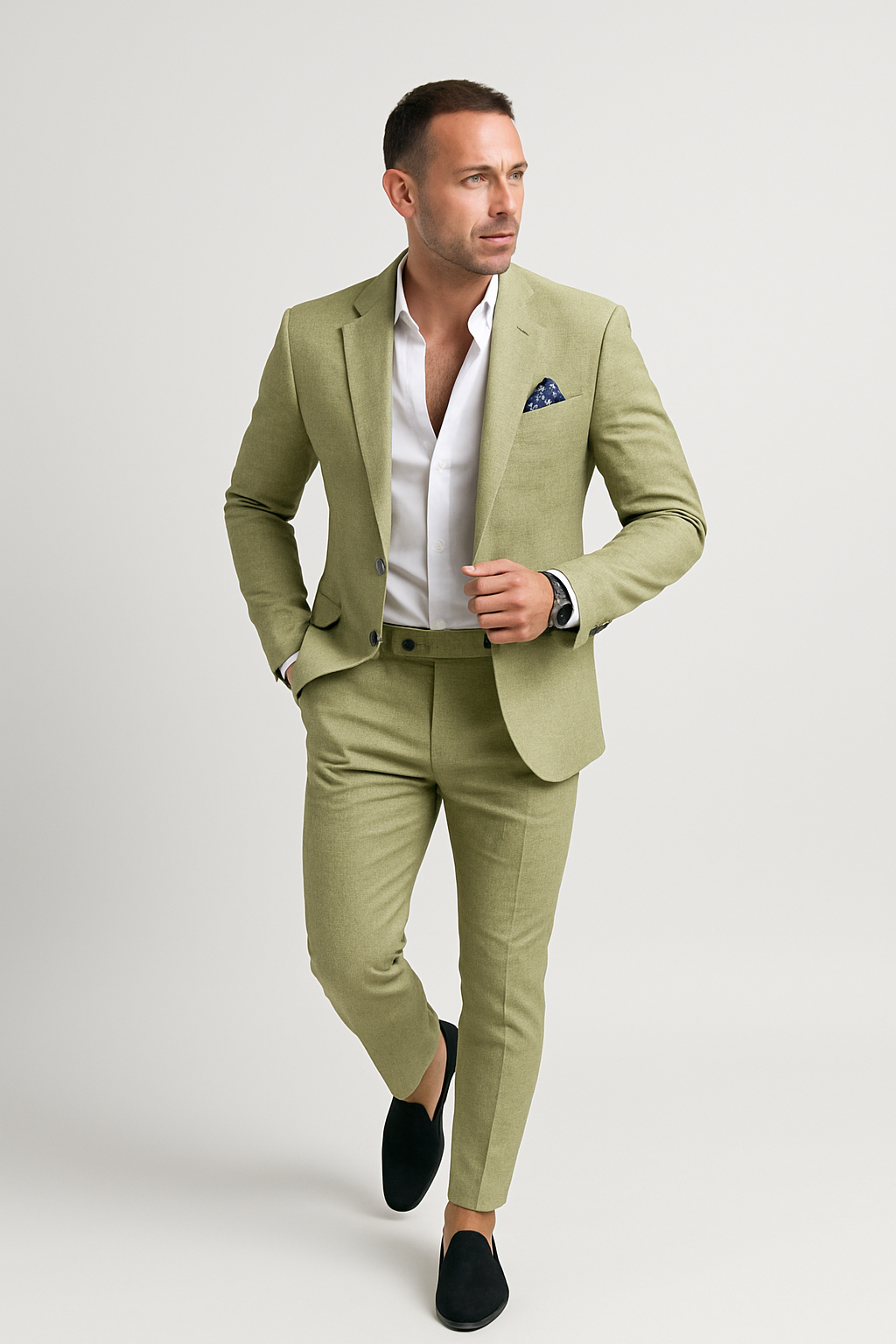 Matteo Firenze | Tweedelig Slim Fit Linnen Pak voor Heren