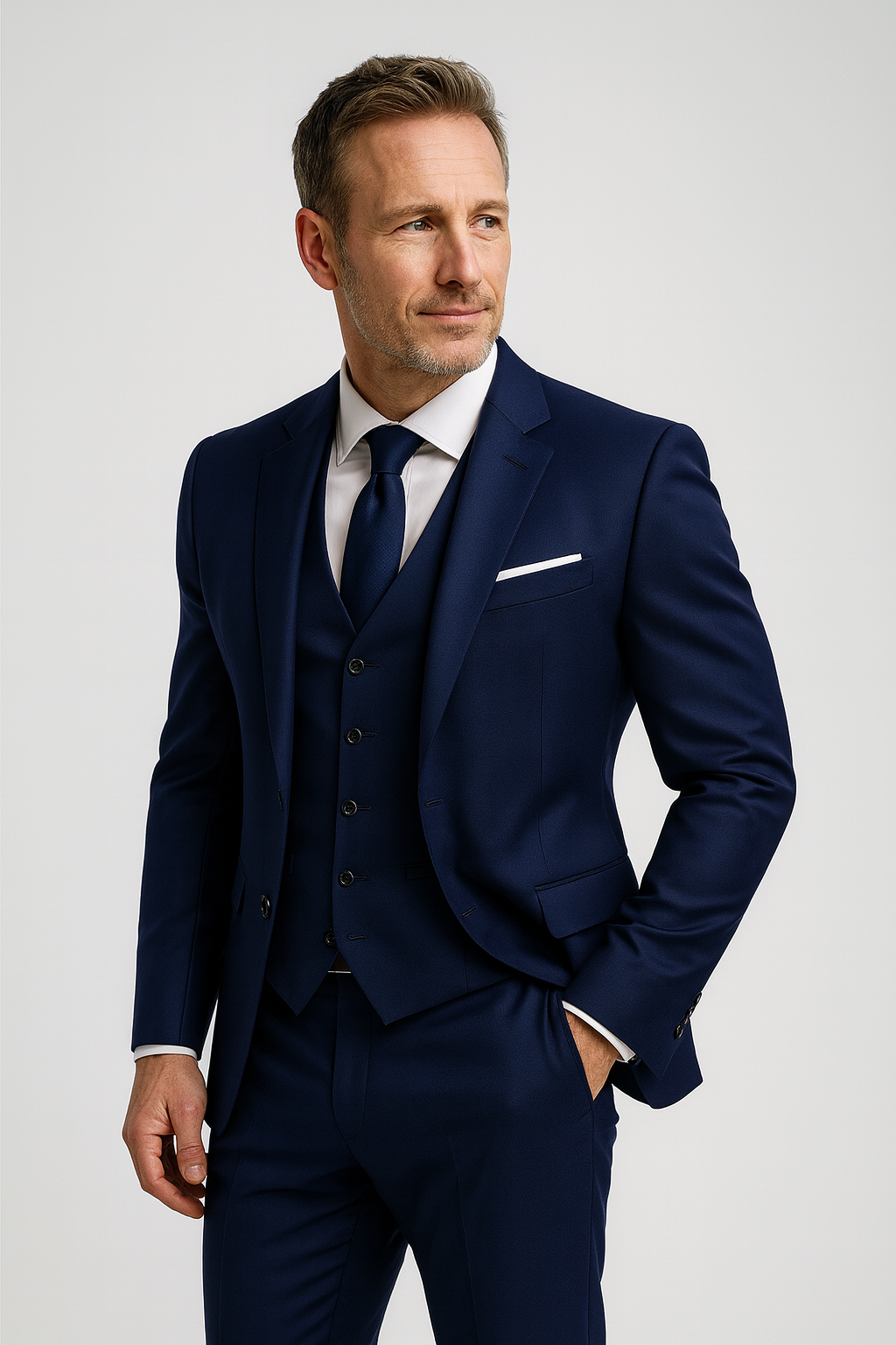 Giovanni Rossi | Driedelig Herenpak met Gilet in Premium Wolmix