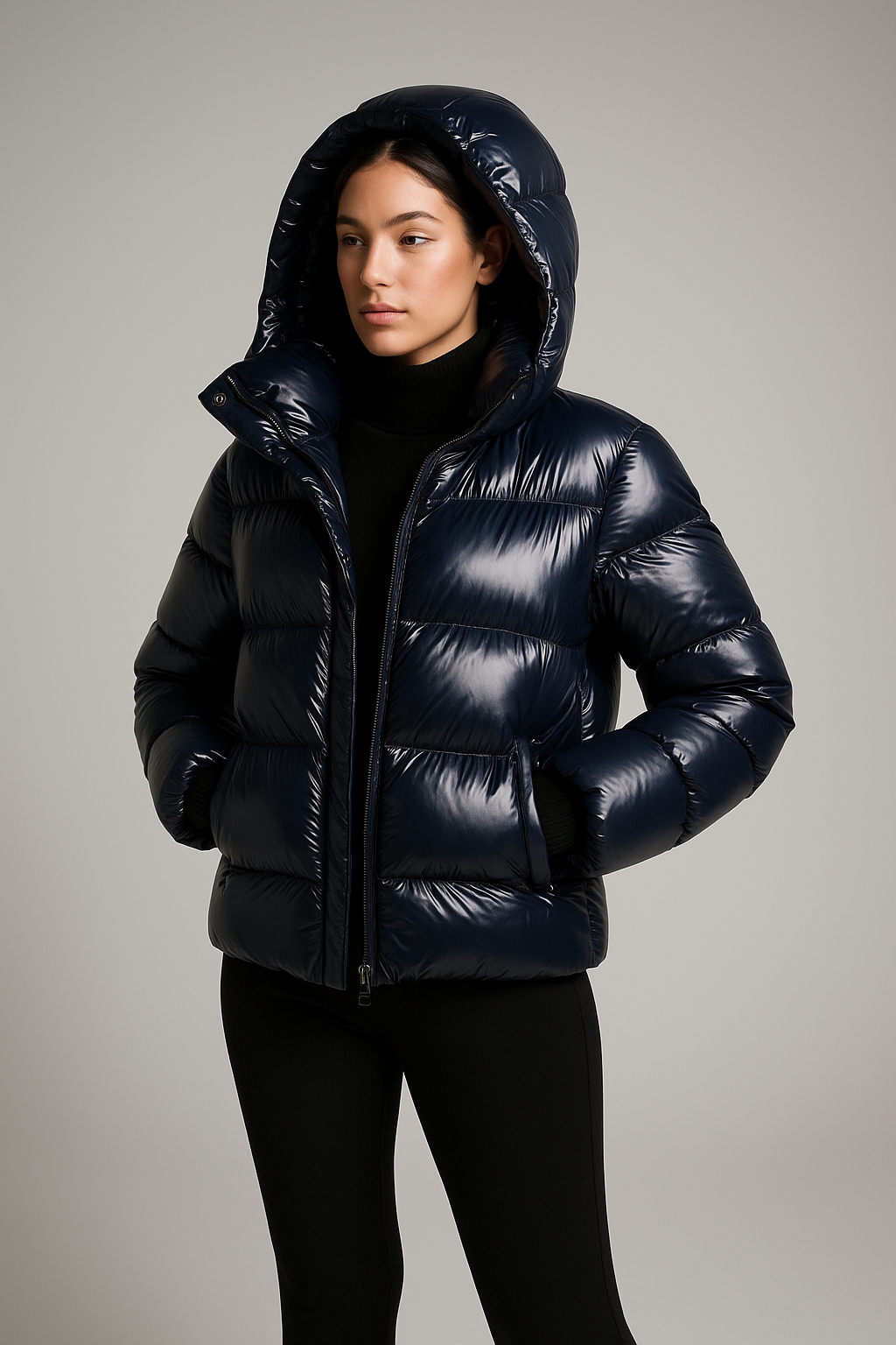 ZAAN Original | Luxe Slim Fit Puffer Jas met Glanzende Afwerking