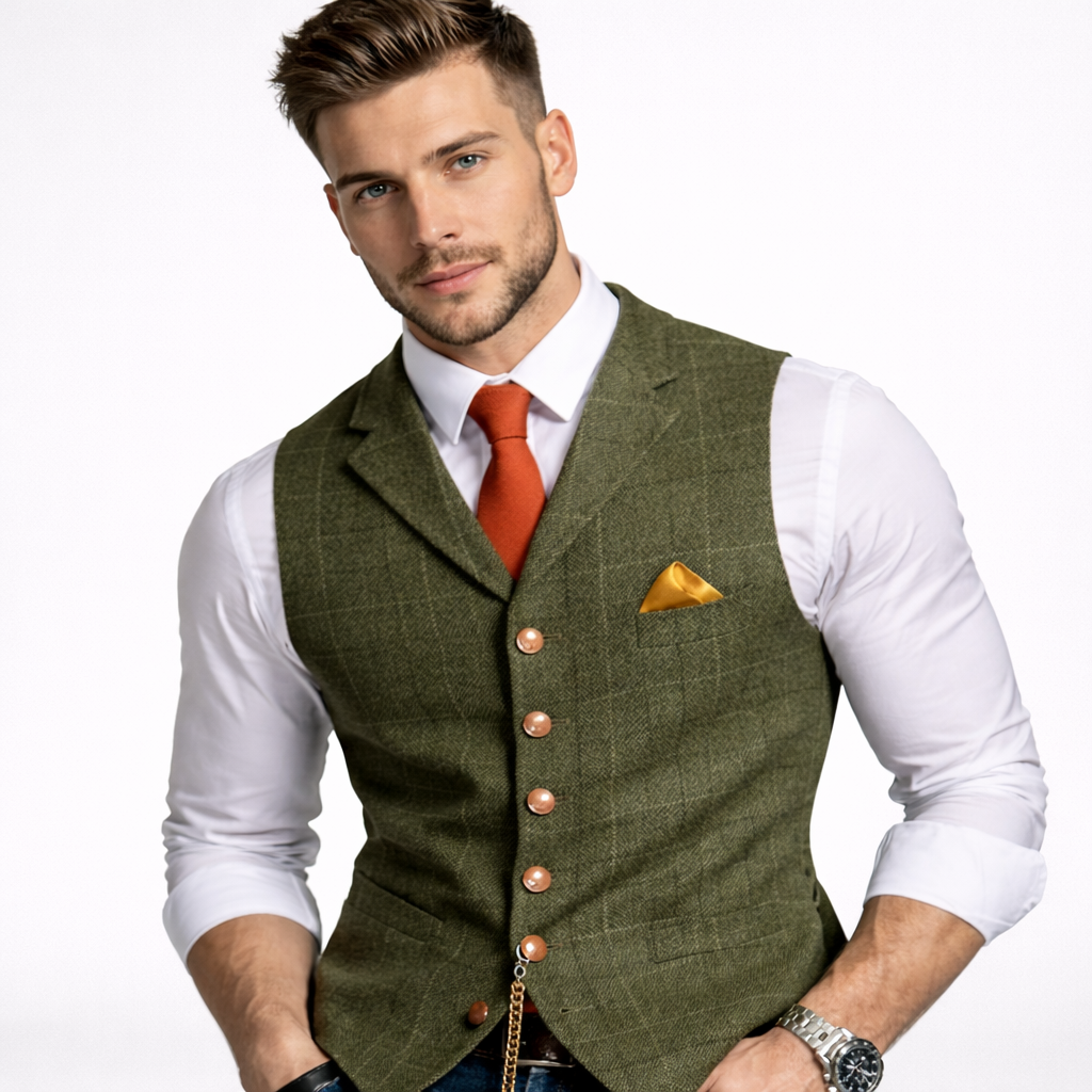 Henri Dubois | Heren Gilet met Subtiel Ruitpatroon