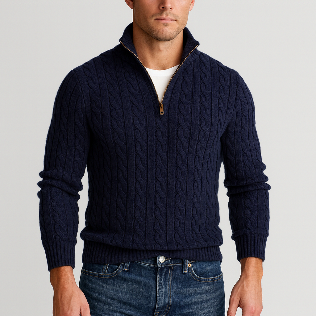 Laurent de Vries | Luxe Heren Half-Zip Trui met Hoge Kraag