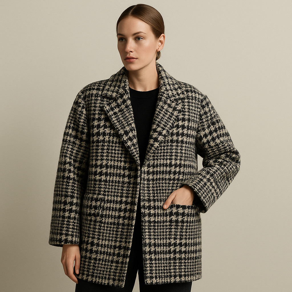 Elena Bellucci | Oversized Wolmantel met Klassiek Ruitdessin