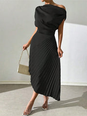 Elena Marivani | Luxe Asymmetrische Plissé Jurk