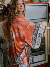 Elena Rossi | Zachte Kimono met Bloemenprint en Strikceintuur