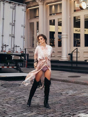 Elena Rossi | Zachte Kimono met Bloemenprint en Strikceintuur