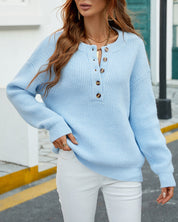 Elisa Moreau | Casual Losvallende Trui met Knopen