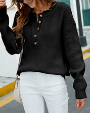 Elisa Moreau | Casual Losvallende Trui met Knopen