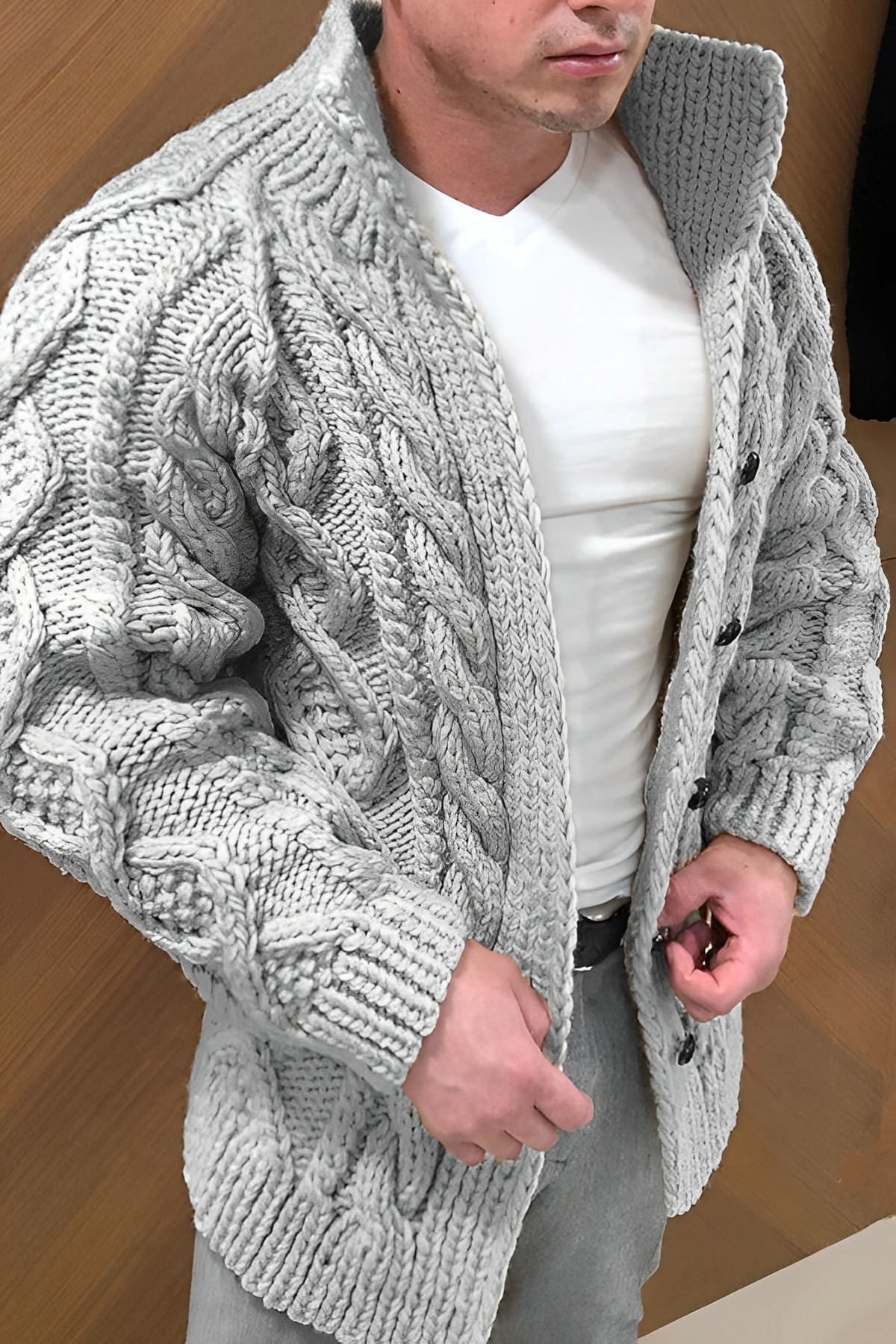 Enzo Martelli | Warme gebreide cardigan met kabelpatroon