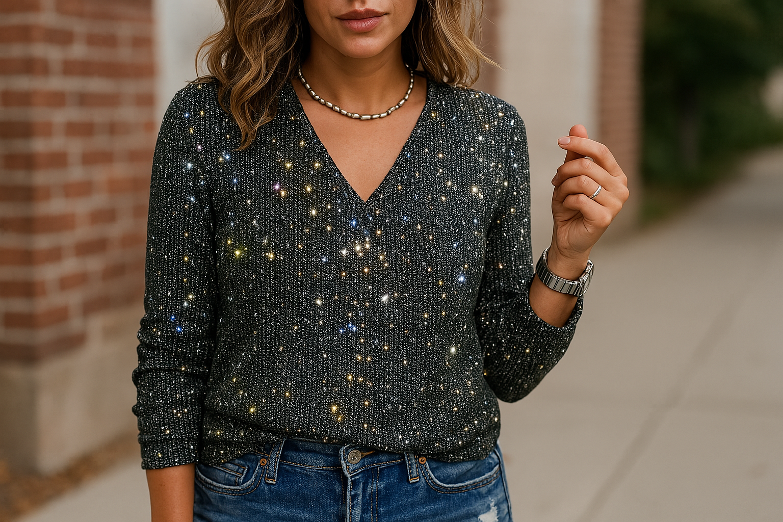 ZAAN Original | Glitter V-hals Blouse