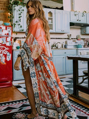 Elena Rossi | Zachte Kimono met Bloemenprint en Strikceintuur