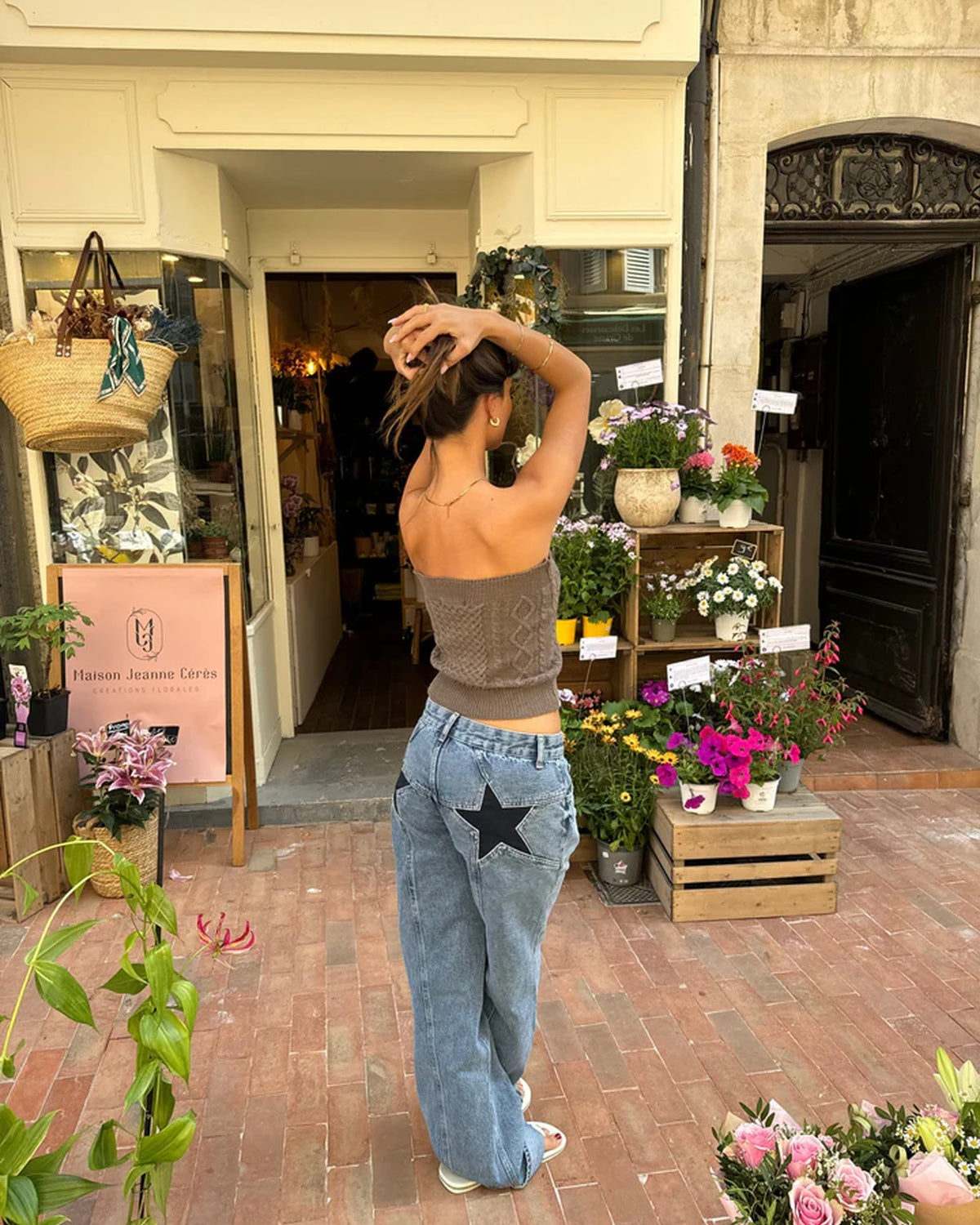 Amélie Duvant | Jeans met Rode Geborduurde Sterren