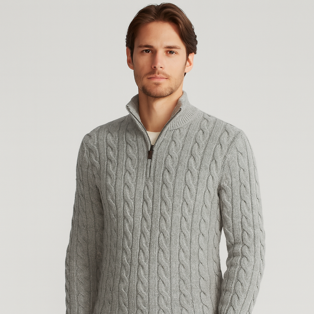 Laurent de Vries | Luxe Heren Half-Zip Trui met Hoge Kraag