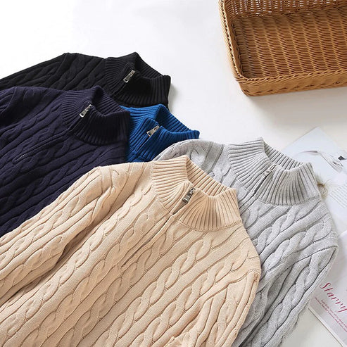 Laurent de Vries | Luxe Heren Half-Zip Trui met Hoge Kraag