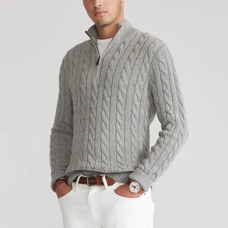 Laurent de Vries | Luxe Heren Half-Zip Trui met Hoge Kraag