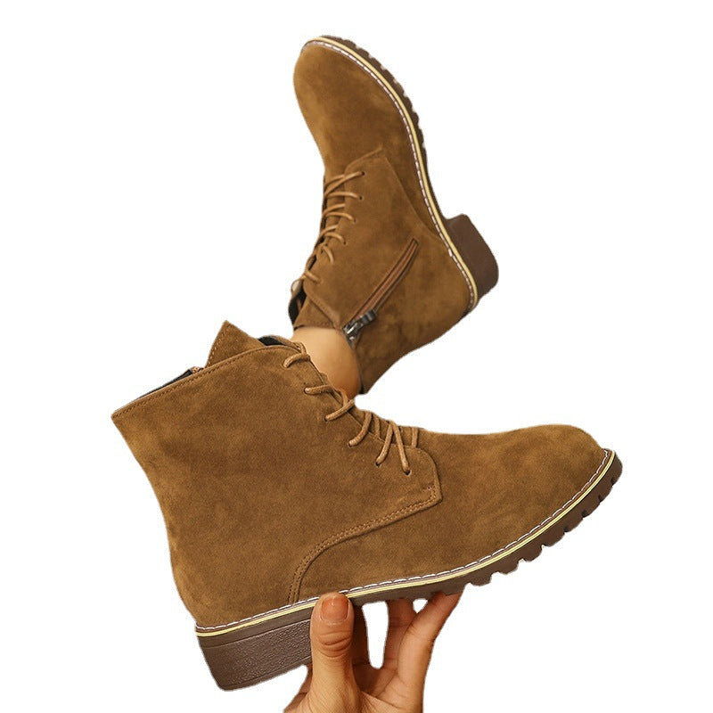 Luca Herrera | Dames suède Martin boots met middelhoge hak