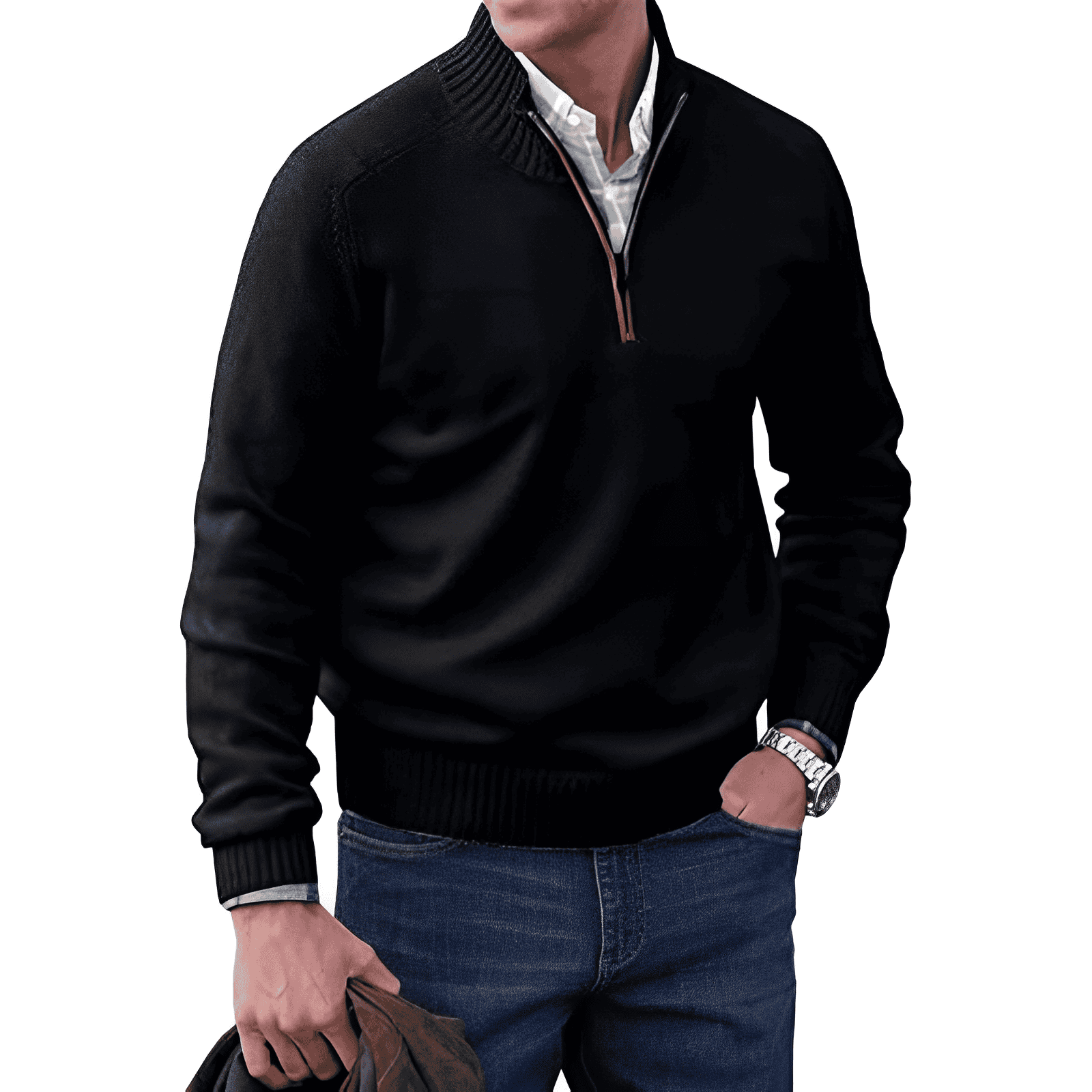 Matteo Ricci | Luxe Kasjmier Herenpullover met Rits