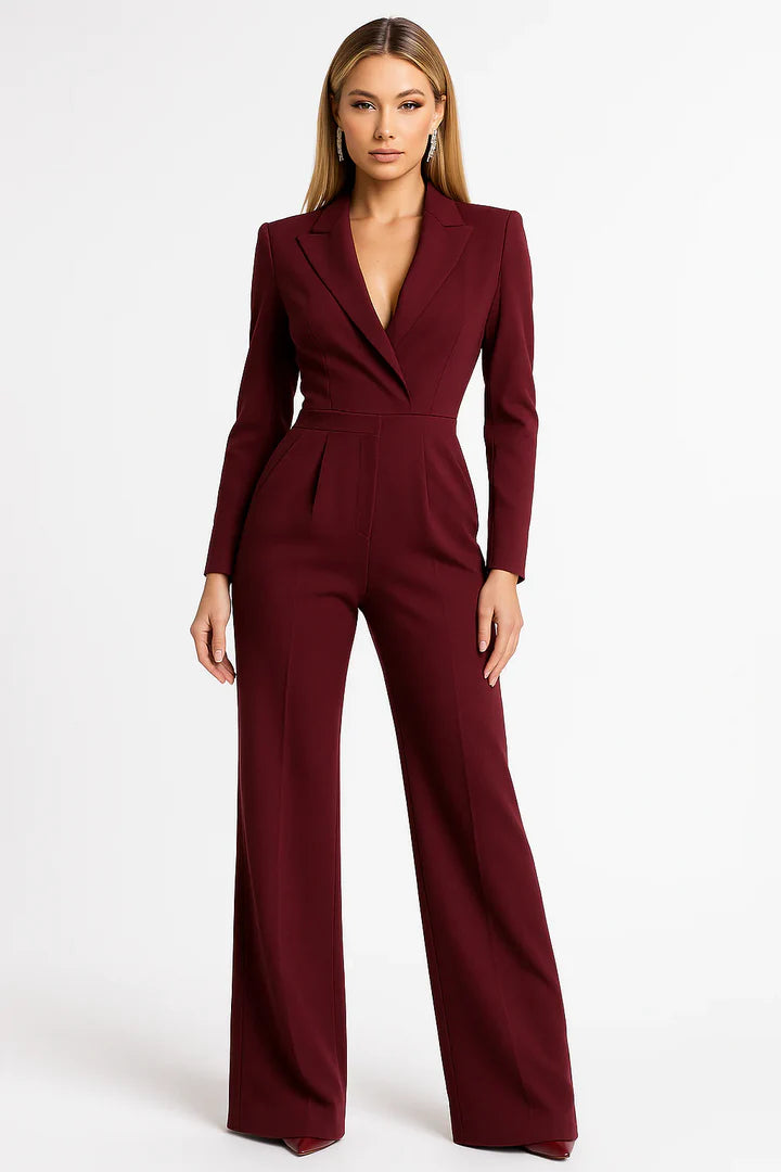 ZAAN Original | Luxe Blazer Jumpsuit met V-hals en Wide-leg Pasvorm