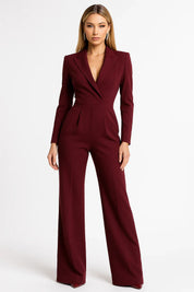 ZAAN Original | Luxe Blazer Jumpsuit met V-hals en Wide-leg Pasvorm