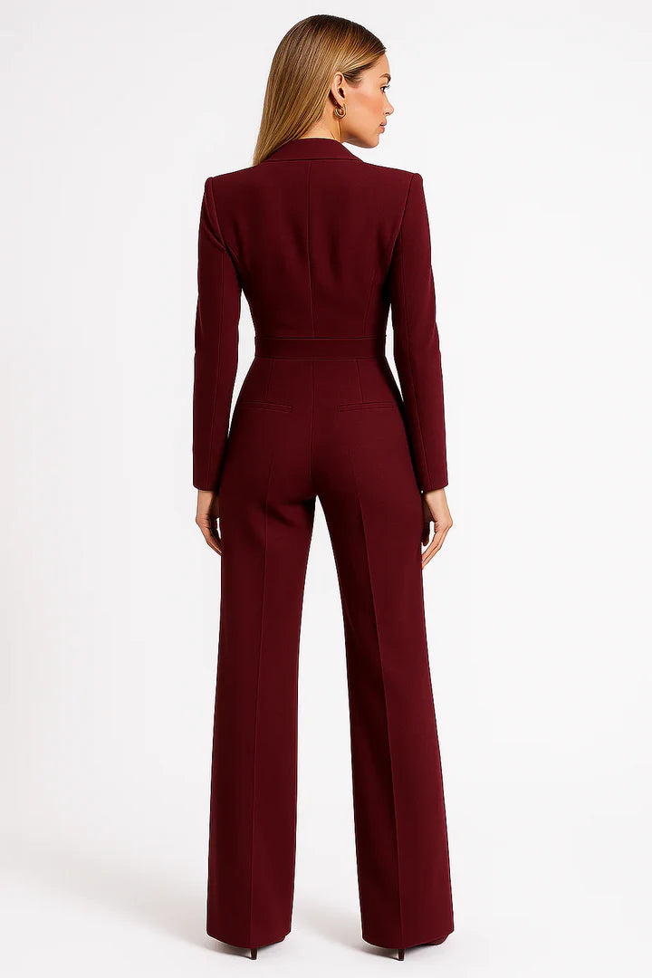 ZAAN Original | Luxe Blazer Jumpsuit met V-hals en Wide-leg Pasvorm