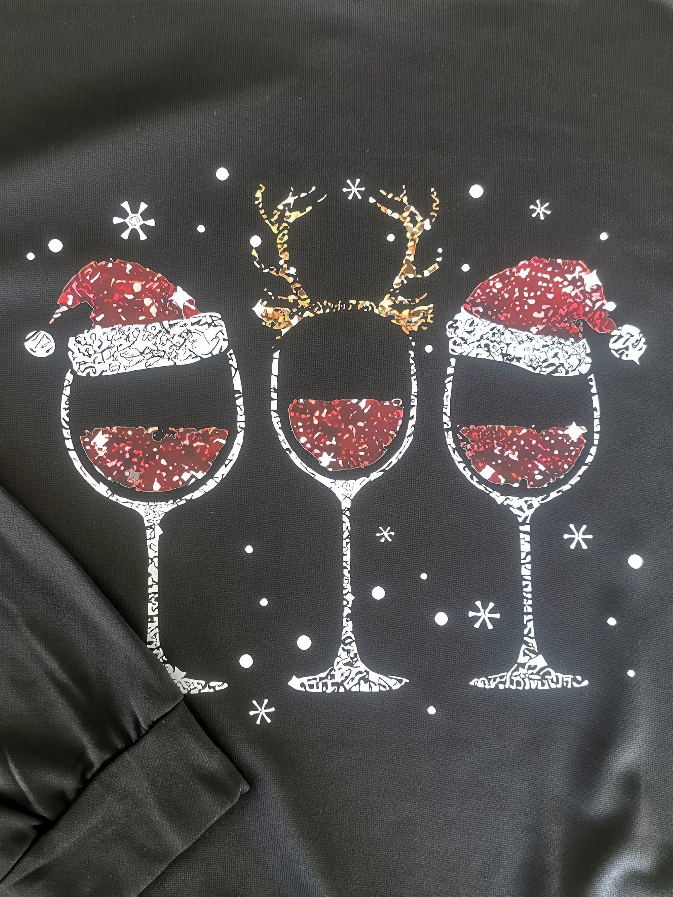 Nina Delacroix | Feestelijke Kerst Sweater met Wijnglasprint