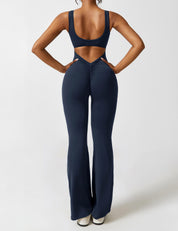 Noor Verfijnd | Flared V-Back Jumpsuit met Shaping Effect