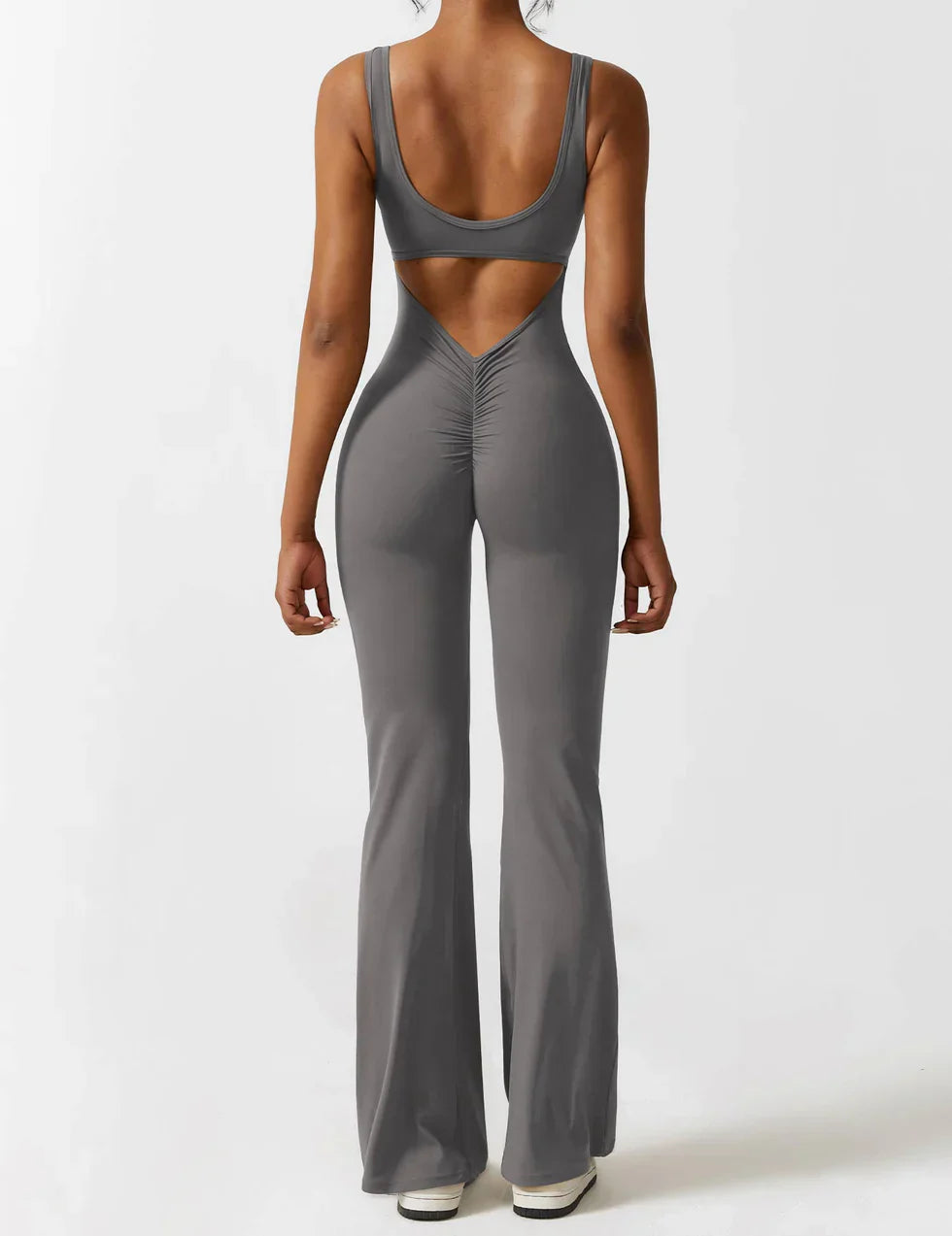 Noor Verfijnd | Flared V-Back Jumpsuit met Shaping Effect