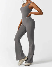 Noor Verfijnd | Flared V-Back Jumpsuit met Shaping Effect