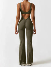 Noor Verfijnd | Flared V-Back Jumpsuit met Shaping Effect