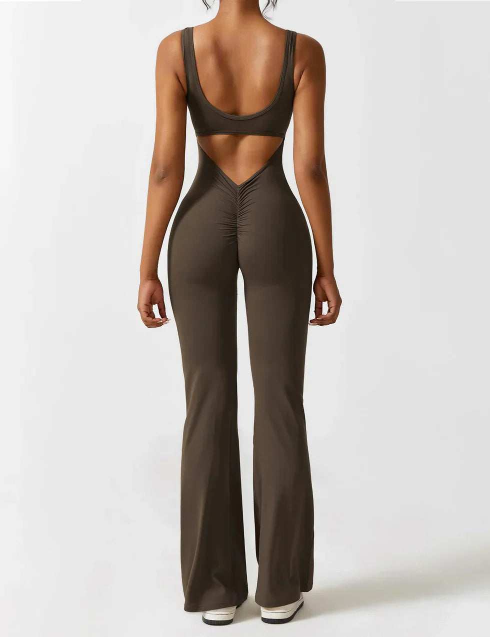 Noor Verfijnd | Flared V-Back Jumpsuit met Shaping Effect