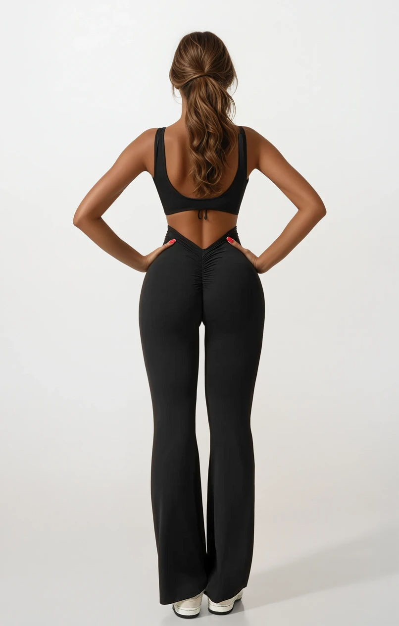 Noor Verfijnd | Flared V-Back Jumpsuit met Shaping Effect