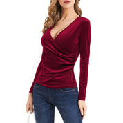 Olivia Alba | Slim Fit Top – Huidskleur, Zwart, Donkergroen & Bordeaux
