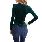 Olivia Alba | Slim Fit Top – Huidskleur, Zwart, Donkergroen & Bordeaux